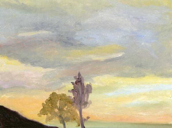 <b>Cloudscape Study (after Charles-François Daubigny), 2024</b><br><i>Oil on canvas board</i>