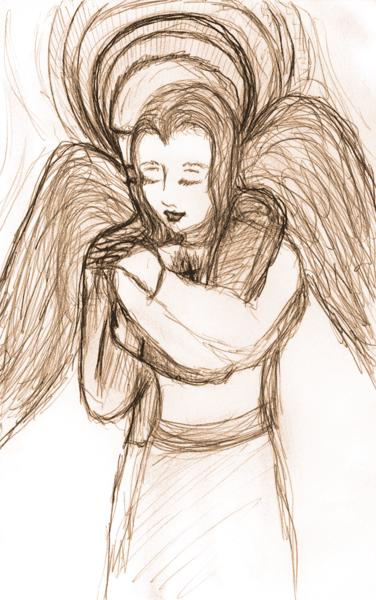 <b>Michael, Protect Us, 2022</b><br><i>Ink on paper</i>