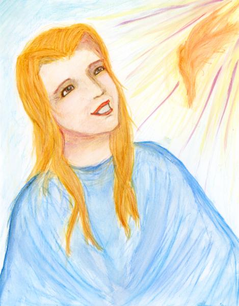 <b>Annunciation, 2023</b><br><i>Watercolor pencil on paper</i>